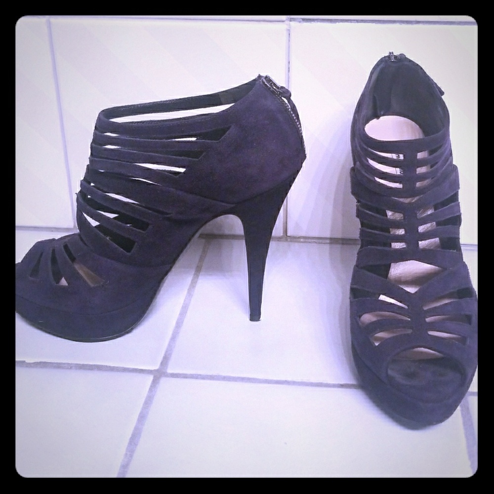Miu Miu Black Strappy Cage Heels